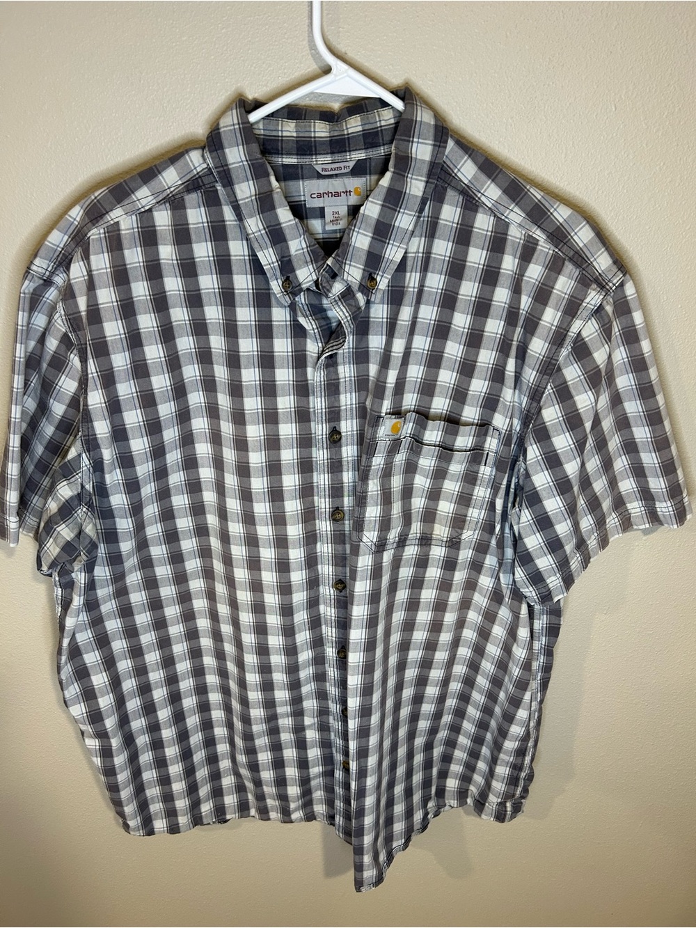 Carhartt Mens XXL Tall Relaxed Fit Plaid Flannel Shirt S/S